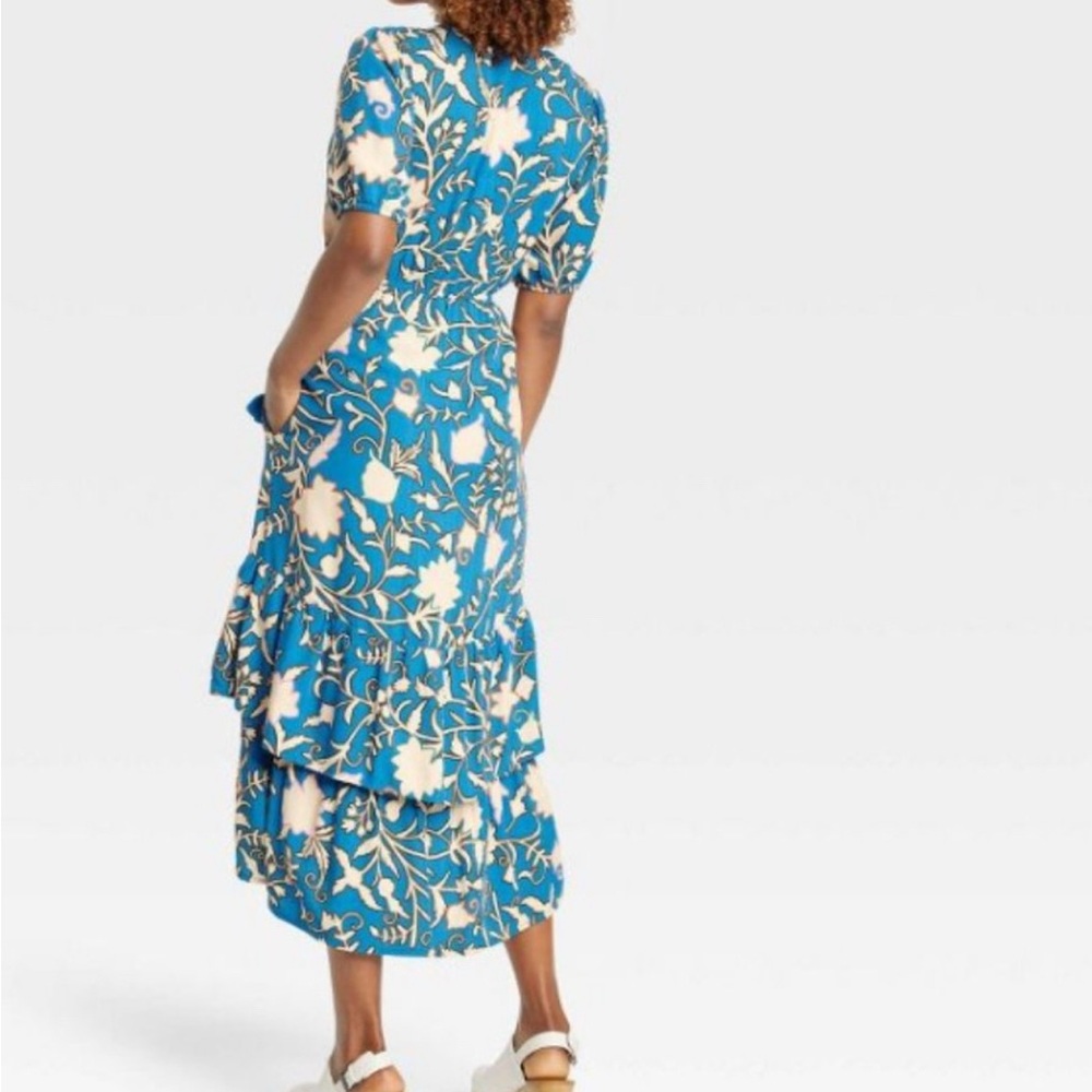 Knox Rose Blue and Cream Floral High Low Dress